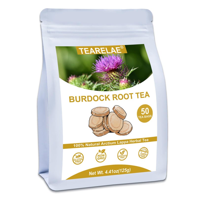 TEARELAE - Burdock Root Tea - 2.5g x 50 Count Burdock Root Tea Bags - Premium Natural Burdock Root - Premium Arctium Lappa Herbal Tea - Caffeine-Free, Non-GMO - Image 1